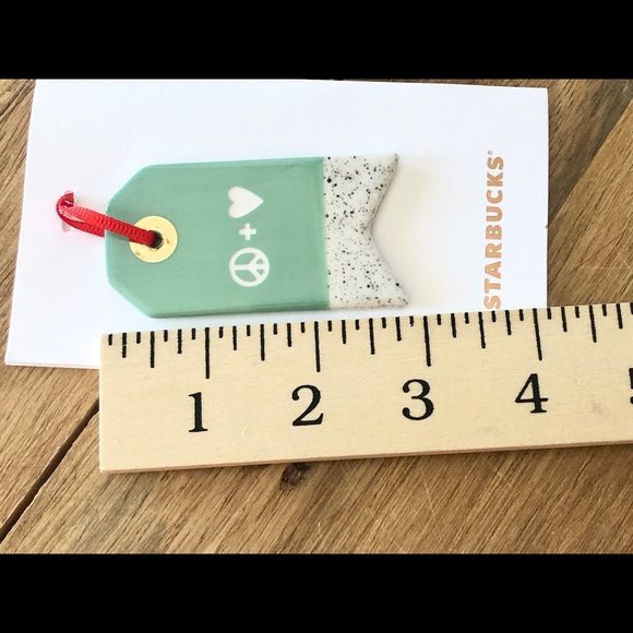 Starbucks Ceramic PEACE & LOVE Ornament, Mint Green/White, 2018 - Picture 8 of 10